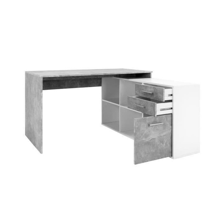 Bureau d'angle London - Panneaux de particules - Décor béton structu