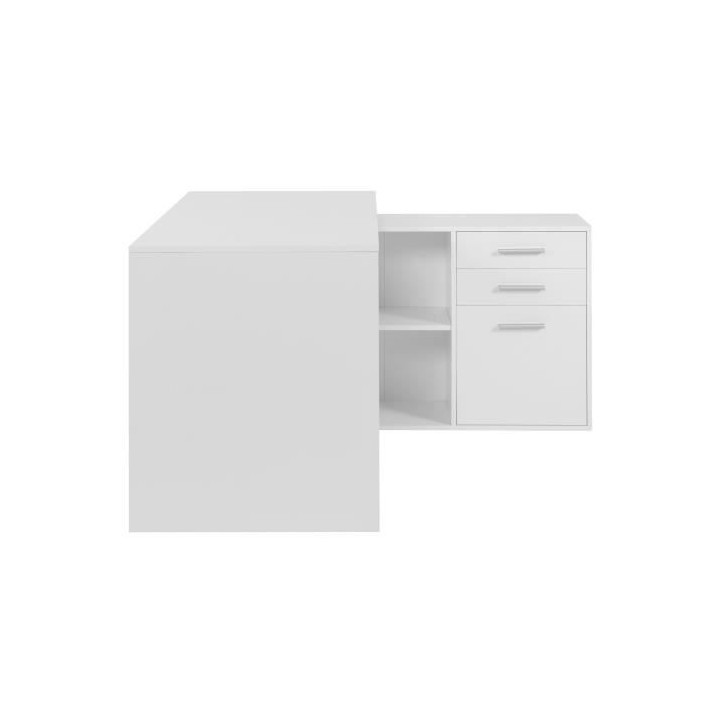 Bureau d'angle London - Panneaux de particules - Décor blanc - 136 x