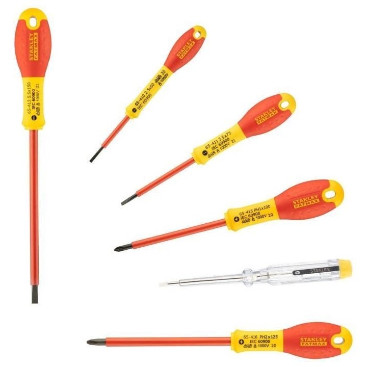 Jeu de 6 Tournevis Isolés 1000V - STANLEY FATMAX - 0-65-441 - Electri