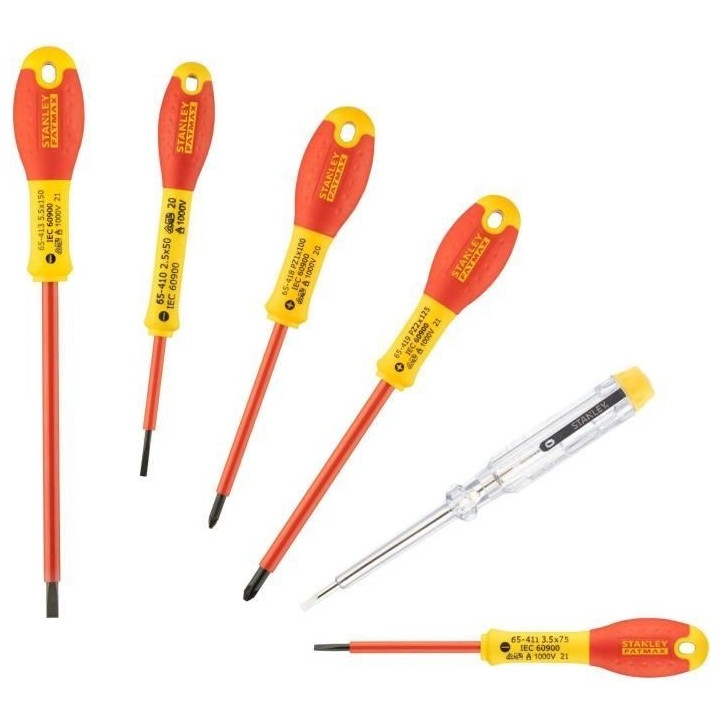Jeu de 6 Tournevis Isolés 1000V - STANLEY FATMAX - 0-65-443 - Electri