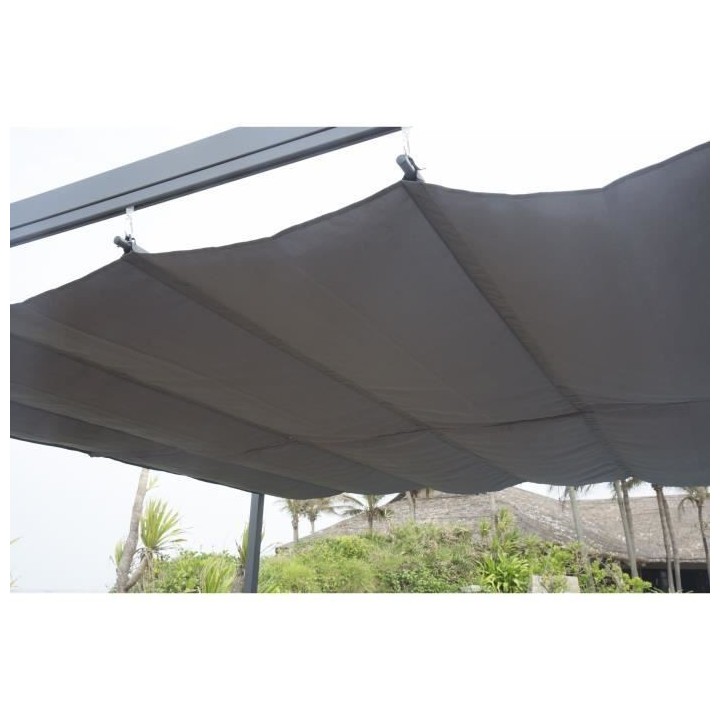 Pergola KIBA avec toit déroulant - Gris - 3 x 3 m