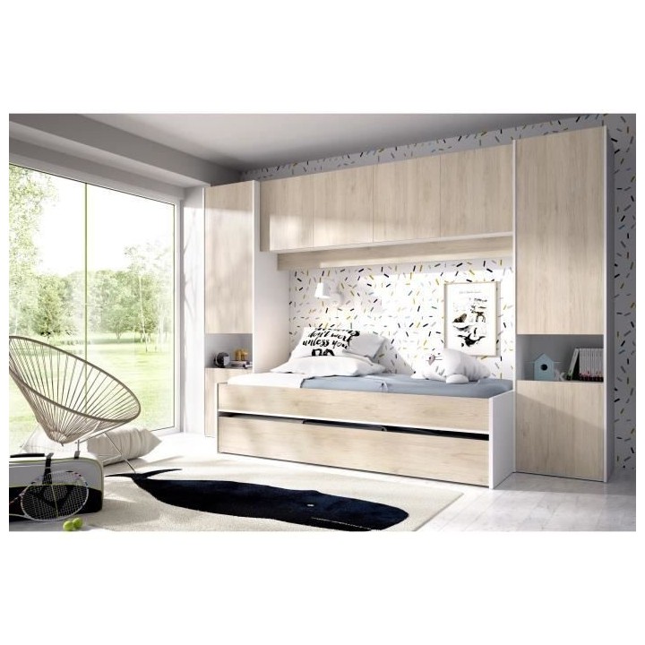 KWAI Lit gigogne enfant avec multiples rangements - 90 x 190 cm