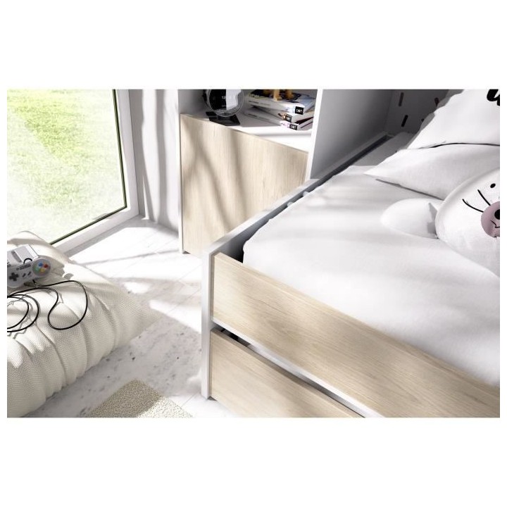 KWAI Lit gigogne enfant avec multiples rangements - 90 x 190 cm