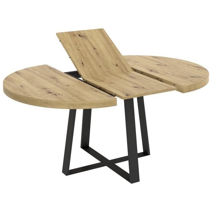 Table ronde extensible DUNA - 4 a 6 personnes - Décor chene - L110 x
