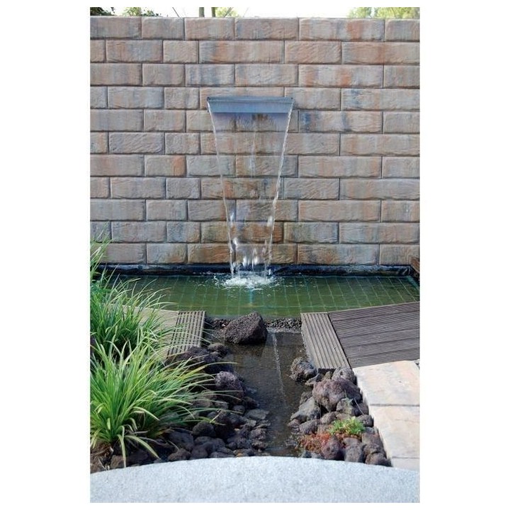 Lame d'eau inox Niagara 60 avec éclairage led pour bassin de jardin -