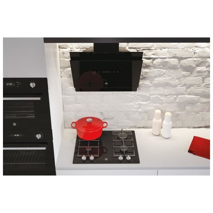 Hotte Inclinée HOOVER HDG6DCK3B - Larg 60 cm - Verre trempé Noir - 6