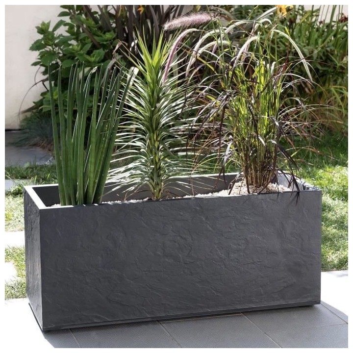EDA Bac jardiniere Volcania 100 x 40 x 40 cm - 97,6 L - Gris anthracit