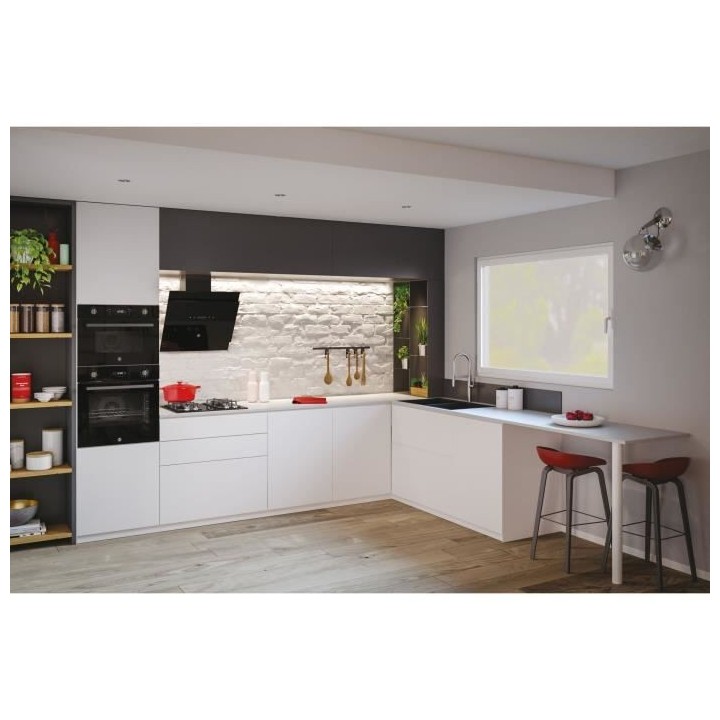 Hotte Inclinée HOOVER HDG6DCK3B - Larg 60 cm - Verre trempé Noir - 6