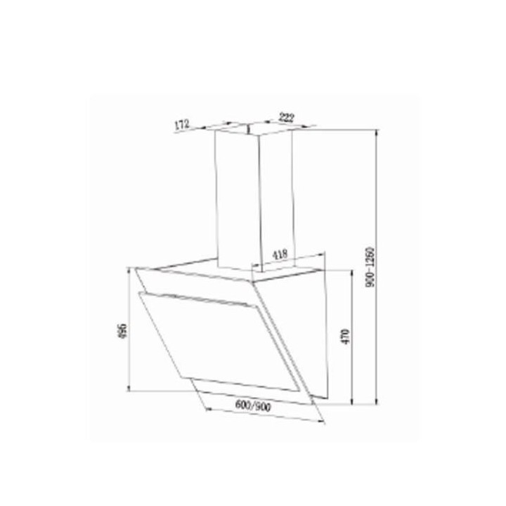 Hotte Inclinée - HOOVER HDG9DCK3B - Larg 90 cm - Verre trempé Noir -