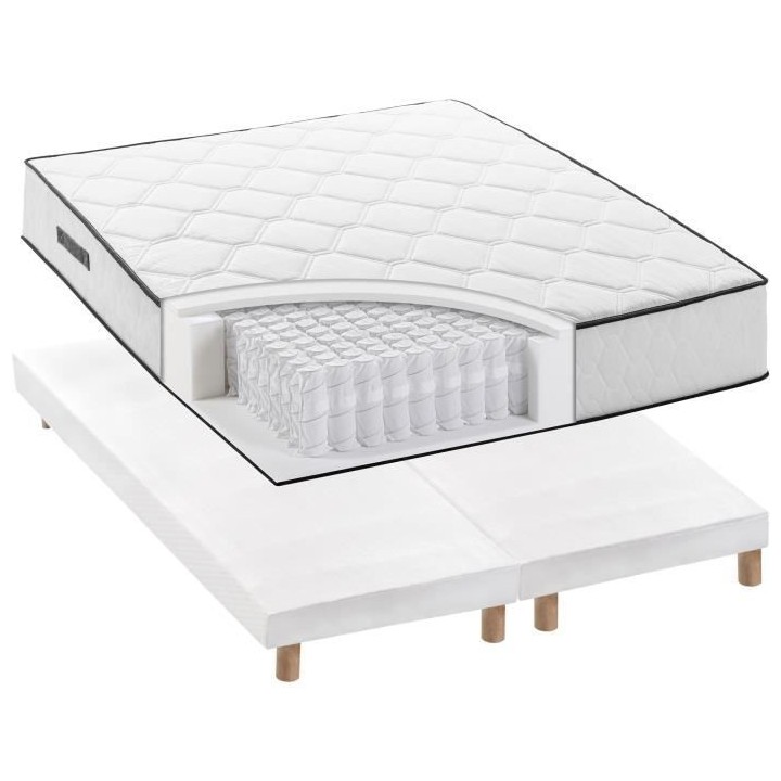 Ensemble matelas 180x200 cm + sommiers 2x90x200 cm - Ressorts ensaché