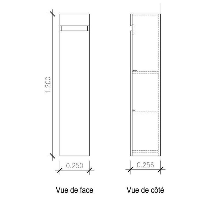 LUNA Colonne de salle de bain L 25 cm - Gris mat