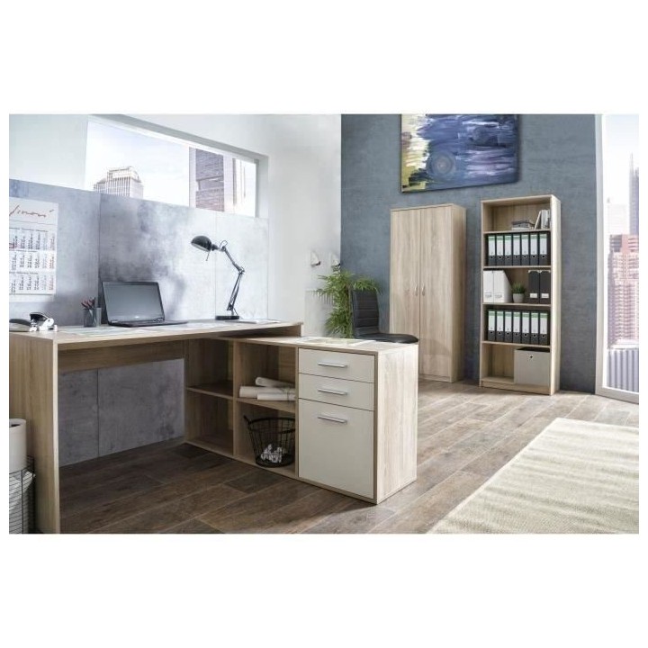 Bureau d'angle London - Panneaux de particules - Décor chene sonoma,