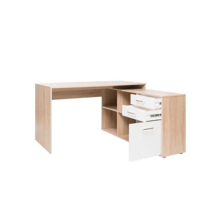 Bureau d'angle London - Panneaux de particules - Décor chene sonoma,