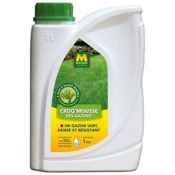 Engrais - MASSO GARDEN - 242309 - Croq'Mousse des gazons - 1 L
