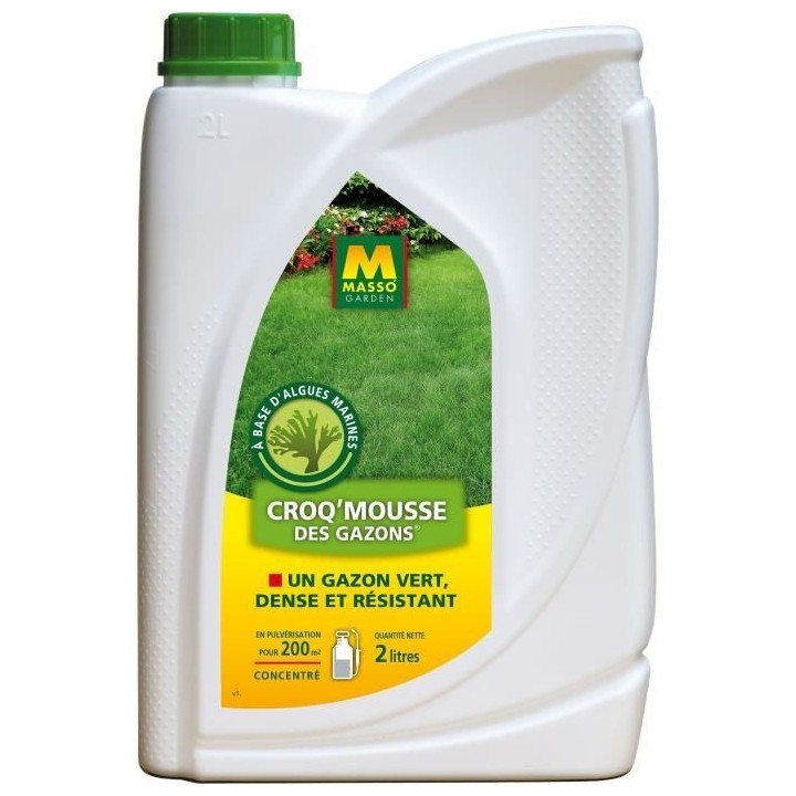 Engrais - MASSO GARDEN - 242316 - Croq'Mousse des gazons - 2 L