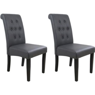 CUBA Lot de 2 chaises de salle a manger - Simili gris - Style contempo
