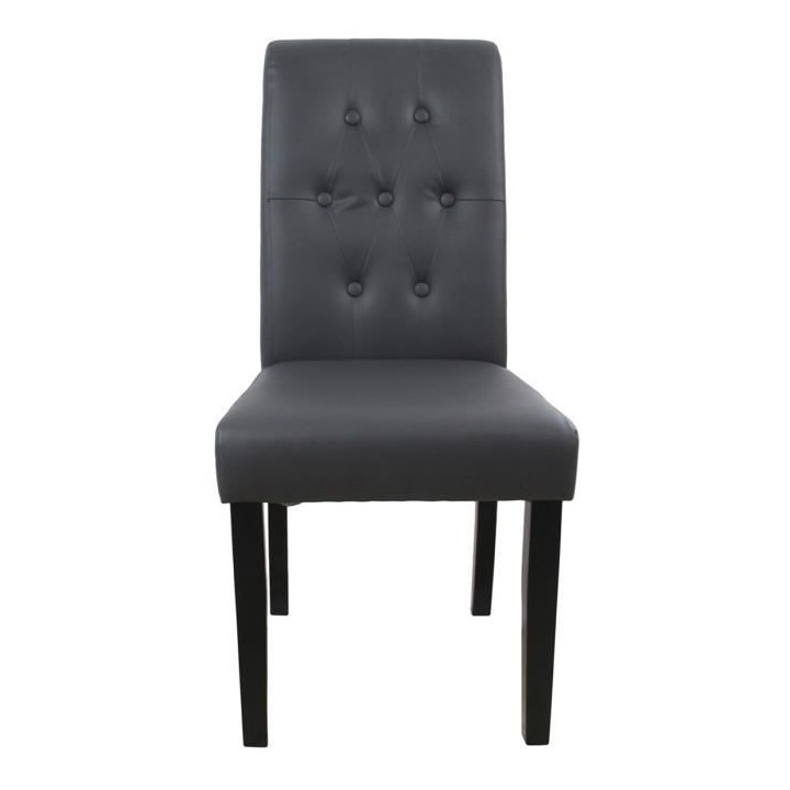 CUBA Lot de 2 chaises de salle a manger - Simili gris - Style contempo