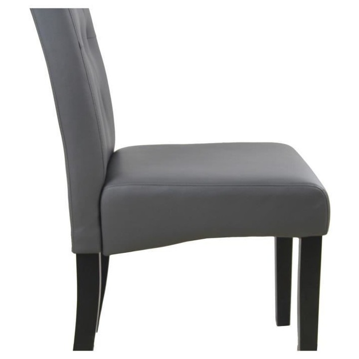 CUBA Lot de 2 chaises de salle a manger - Simili gris - Style contempo