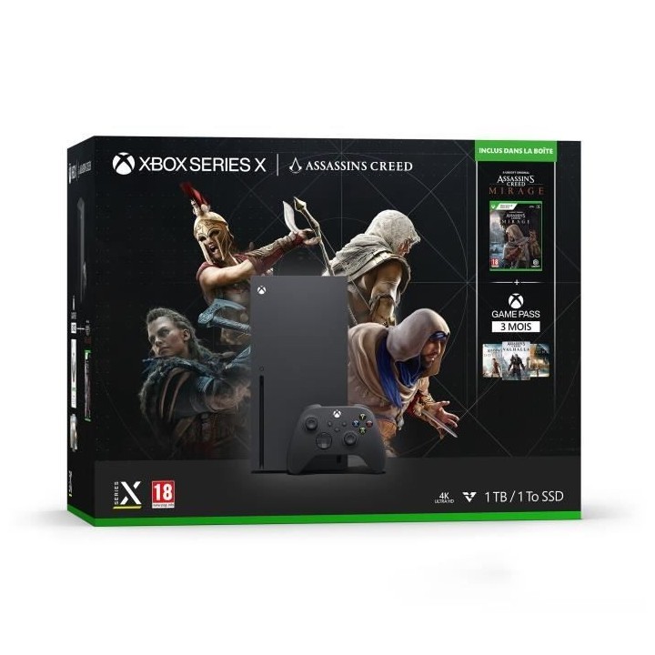 Pack Console Xbox Series X + Assassin's Creed Mirage + 3 mois Game Pas