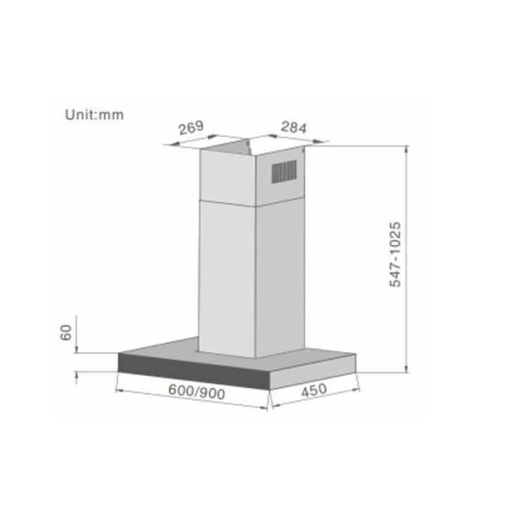 Hotte Murale Déco HOOVER HTS6CBK3X - Larg 60 cm - Inox + verre - 66 d