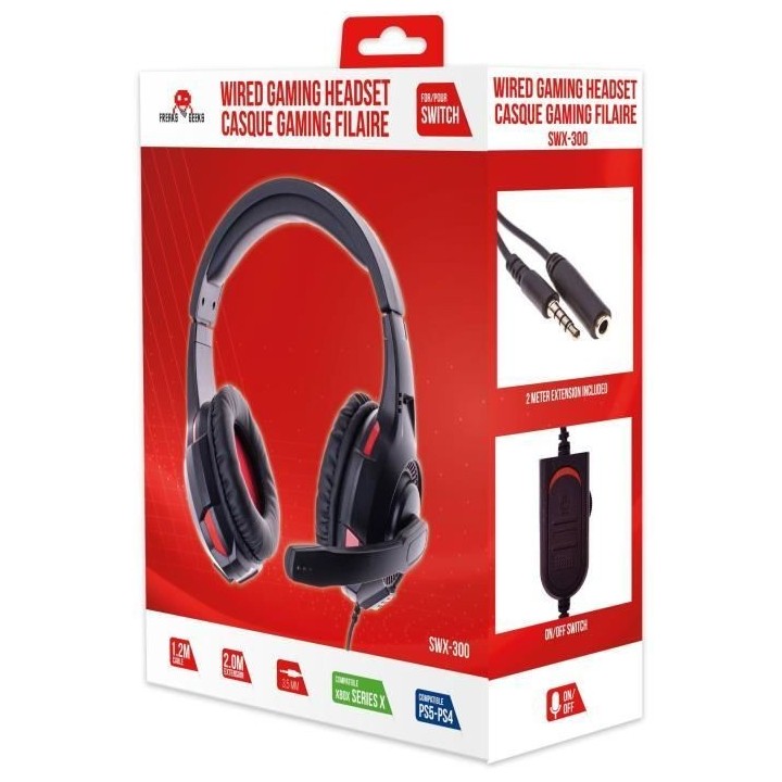 Casque Gaming FREAKS AND GEEKS Noir pour PS4/XBOX ONE/SWITCH avec Micr