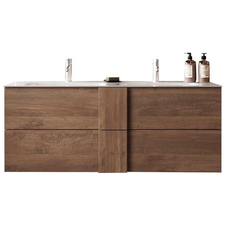 Ensemble Meuble salle de bain suspendu JUNE L120 - Double vasque + 2 T