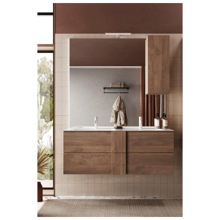 Ensemble Meuble salle de bain suspendu JUNE L120 - Double vasque + 2 T