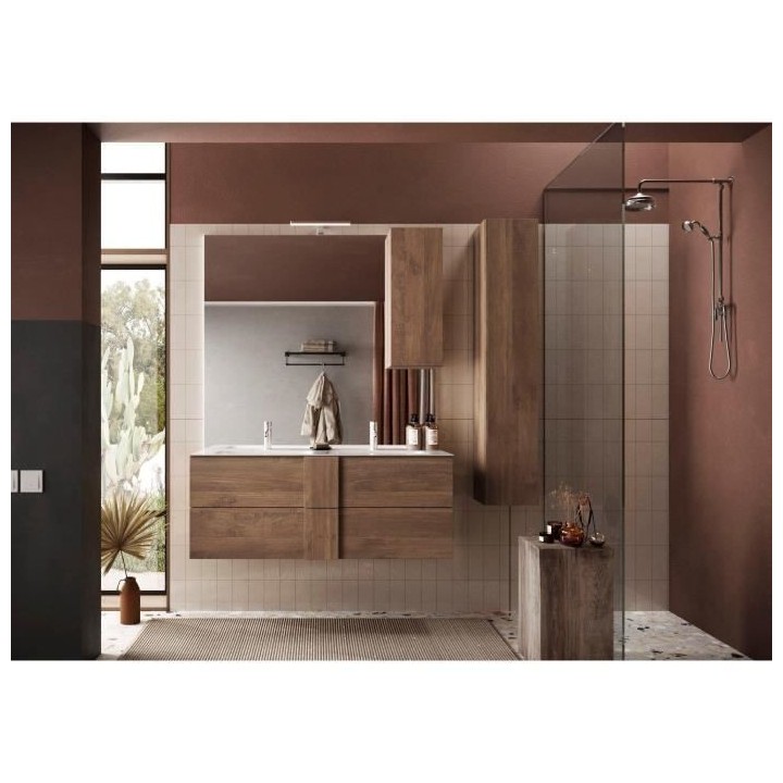 Ensemble Meuble salle de bain suspendu JUNE L120 - Double vasque + 2 T