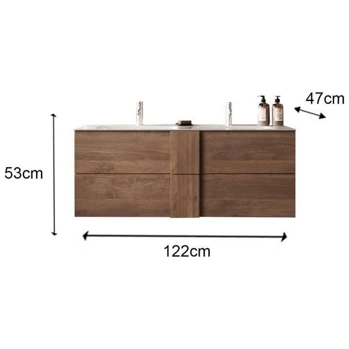 Ensemble Meuble salle de bain suspendu JUNE L120 - Double vasque + 2 T