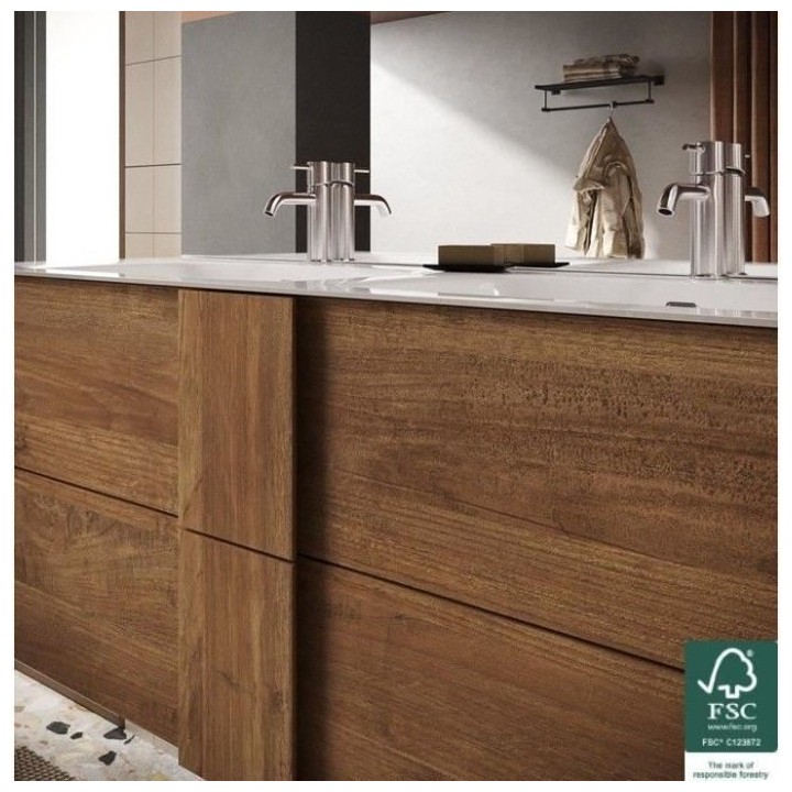 Ensemble Meuble salle de bain suspendu JUNE L120 - Double vasque + 2 T