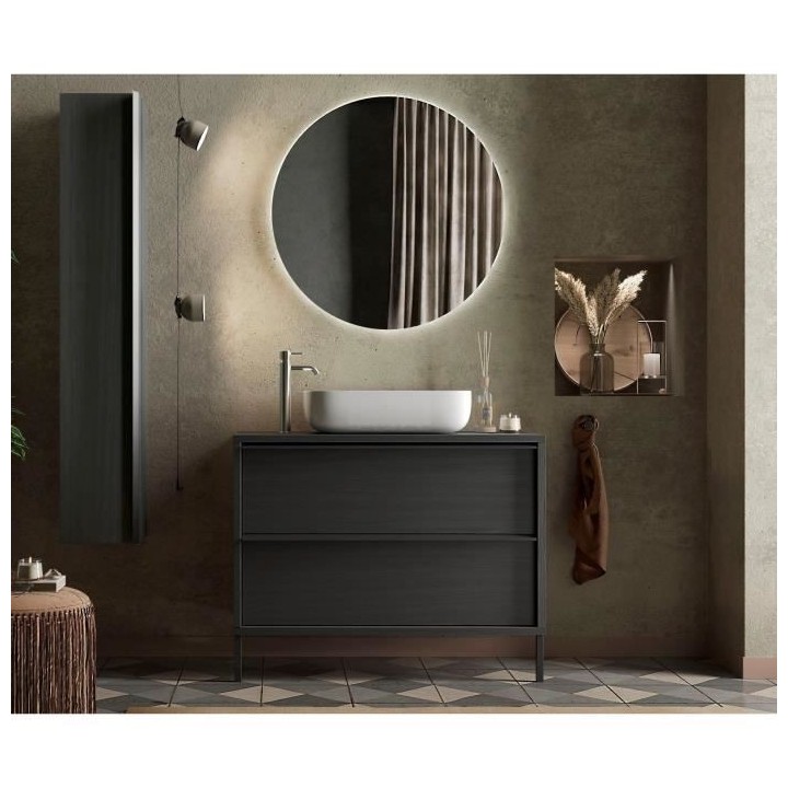 STEEL Ensemble Meuble salle de bain L 92 + vasque + 2 Tiroirs - Colori