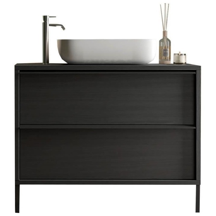 STEEL Ensemble Meuble salle de bain L 92 + vasque + 2 Tiroirs - Colori