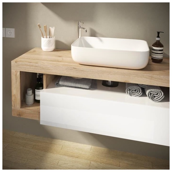 Ensemble Meuble salle de bain HAMBOURG L110 - Vasque + 2 Tiroirs + 3 n