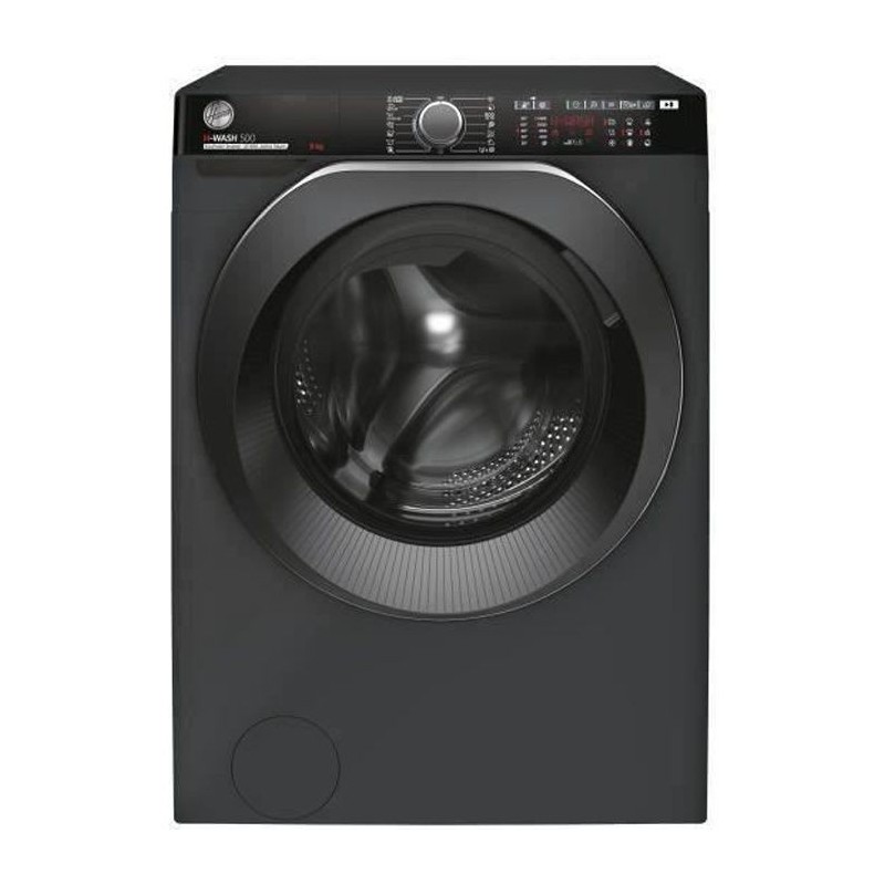 Lave-linge hublot HOOVER H-WASH 500 HWP49AMBCR/1-S - 9 kg - Induction - 1400 trs/min - Classe A - connecté - vapeur - Anthracit