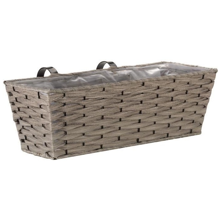 Jardiniere - Faux Rotin - Bari gris - 48 cm - SMART GARDEN