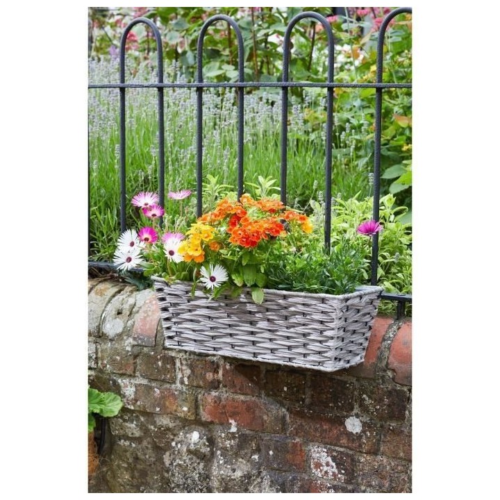 Jardiniere - Faux Rotin - Bari gris - 48 cm - SMART GARDEN