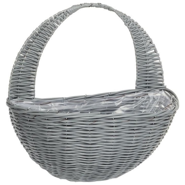 Panier mural - Faux rotin - Gris - 41 cm - SMART GARDEN