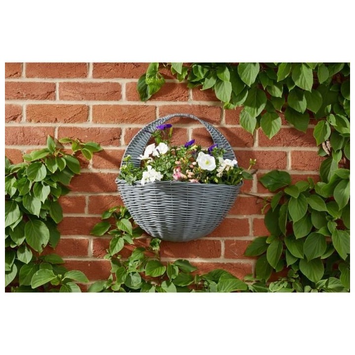 Panier mural - Faux rotin - Gris - 41 cm - SMART GARDEN
