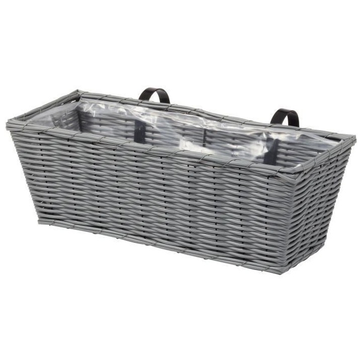 Jardiniere - Faux rotin - Gris - 48 cm - SMART GARDEN