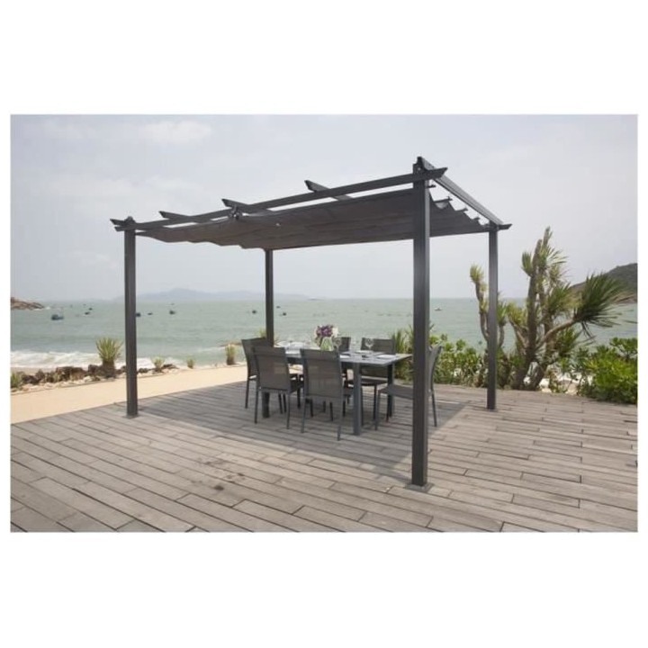 Pergola en aluminium CORDOBA - Gris - 4 x 3 m