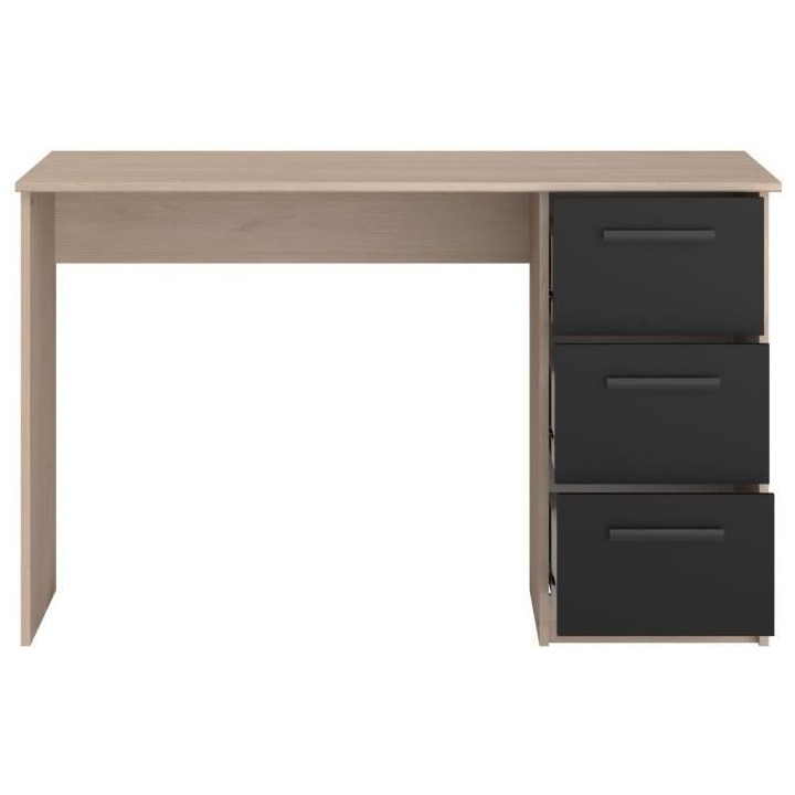 PARISOT Bureau droit 3 tiroirs - Décor chene Brooklyn - L 121,4 x P 5