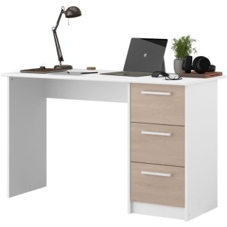 Bureau ESSENTIEL PARISOT 3 tiroirs - Décor chene et blanc - L 121,2 x