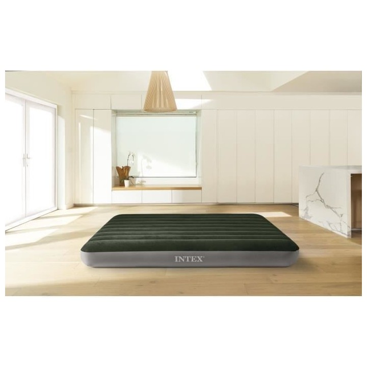 INTEX Matelas gonflable Downy 2 personnes + Gonfleur a pied intégré