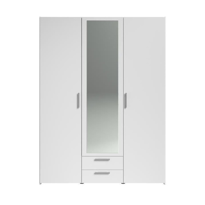 Armoire chambre VARIA - Panneaux de particules - Décor blanc - 3 port