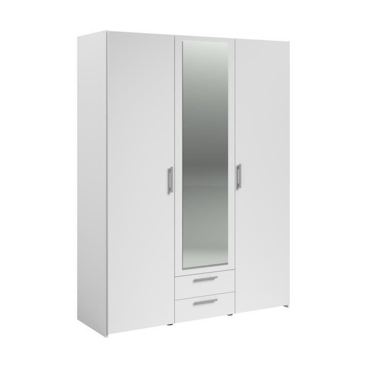 Armoire chambre VARIA - Panneaux de particules - Décor blanc - 3 port