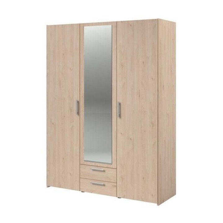 Armoire chambre VARIA - Panneaux de particules - Décor chene - 3 port