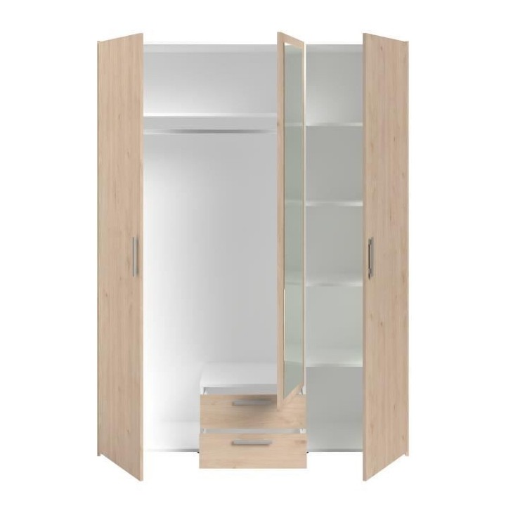 Armoire chambre VARIA - Panneaux de particules - Décor chene - 3 port