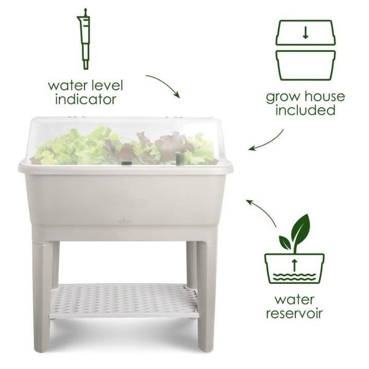 ELHO Noa Potager Sur Pied - Gris - L 79 x B 39 x H 94 cm - culture et