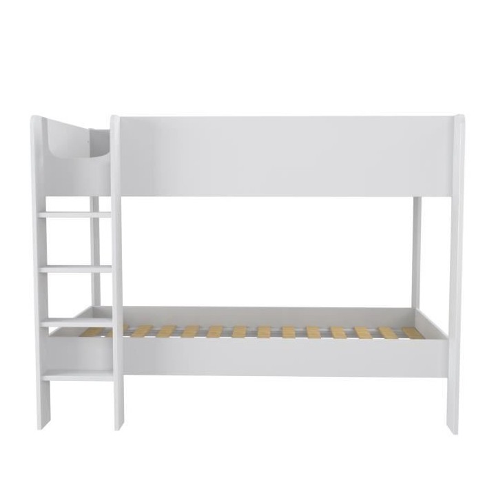 HOPE Lit superposé - 90 x 190 cm - Décor Blanc - Sommiers inclus