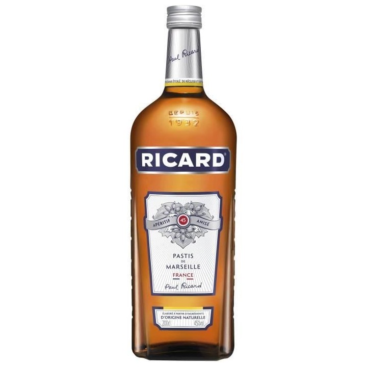 Ricard - Pastis de Marseille - Apéritif anisé - 45,0% Vol. - 200cl